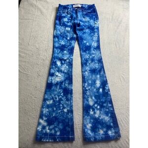 Ranch Dressin Blue Tie Dye Flare Jeans Women's Size 1 cowboy festival Denim